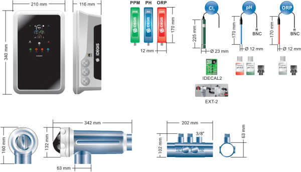 Idegis DOMOTIC / DOM2-24 Plus pH/ORP Kontrollü Yeni Nesil Tuz Klor Jeneratörü- 24 gr.