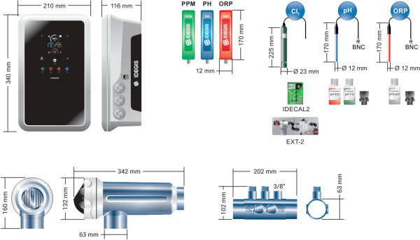 Idegis DOMOTIC / DOM2-12 Plus pH/ORP Kontrollü Yeni Nesil Tuz Klor Jeneratörü- 12 gr